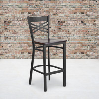 Flash Furniture XU-6F8BXBK-BAR-WALW-GG Metal Restaurant Bar Stool in Black Walnut